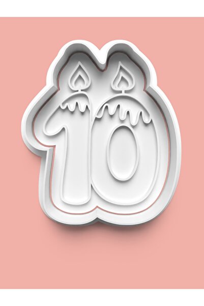AKTASTORE قالب كوكيز وعجينة السكر مع شكل شمعة وعشرة أرقام - رقم 10