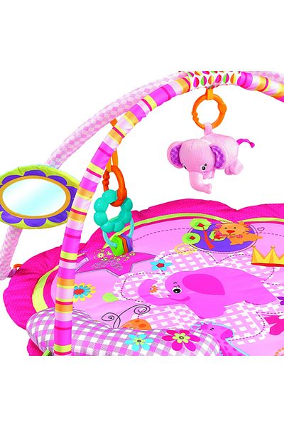 Factory Price - Wild Life Printed Activity Play Gym With Soft Neck Pillow And Removable Toys - Pink