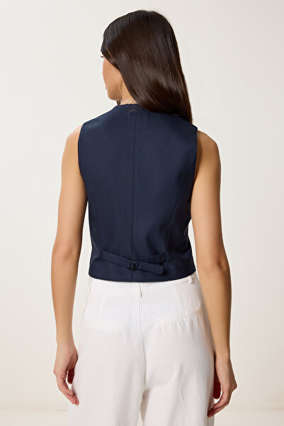 Lovelyİstanbul Csipke részletes szövött mellény SÖTÉTKÉK LVW0004