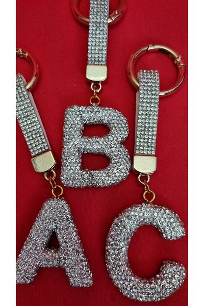Land of Souvenir Luxury Letter Keychain with Zircon Stone