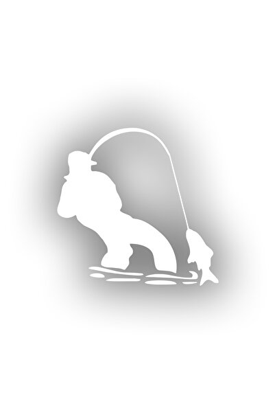 Reysa Tasarım ملصق رجل يصطاد السمك مقاس 17x17 سم باللون الأبيض