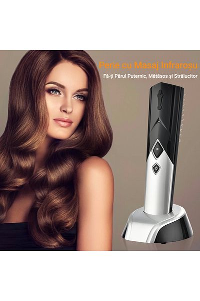 Influential Tech Electric Hairbrush, Scalp Massage, Hair Growth, Phototherapy, Black, 450mAh
