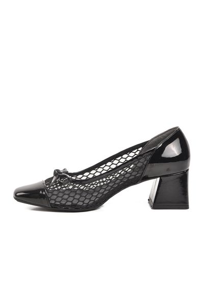 AYAKMOD Black Patent Leather Textile Women's Evening Dress Shoes 250230 Z