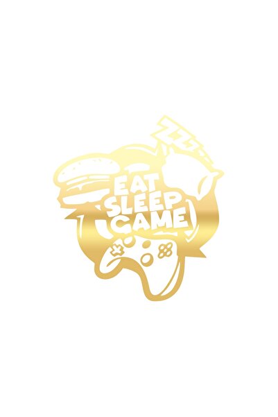 Reysa Tasarım Eat Sleep Game Sticker 17X17 cm Gold