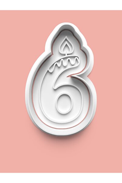 AKTASTORE قالب كوكيز وعجينة السكر مع شكل شمعة وستة أرقام - رقم 6