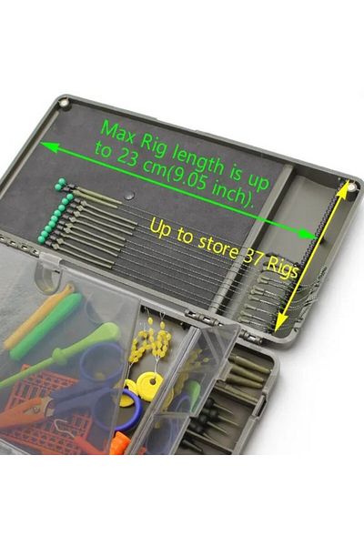 FishEdge Cutie de depozitare pentru monturi + accesorii, FishEdge Rig Box capacitate 30 monturi cu fir de păr, compartimente pentru accesorii