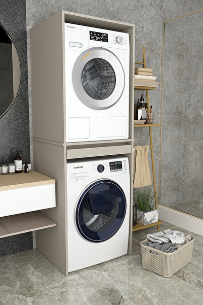 asratrend Lüks Çekmeceli Çamaşır Kurutma Makinesi Dolabı %100 MDF Banyo Dolab...