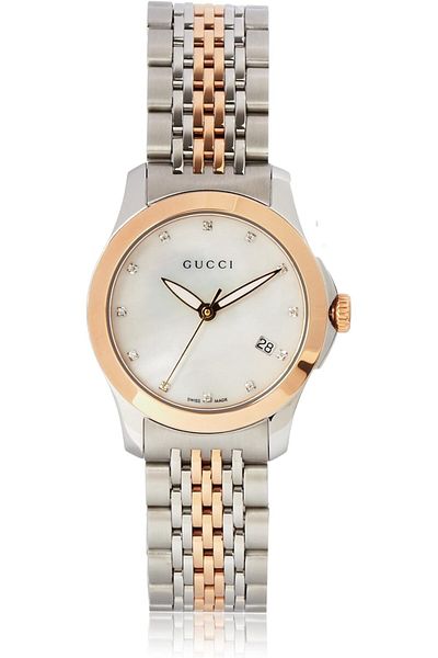 Gucci Women's YA126514 Gucci Timeless Steel and Pink PVD White Dial Watch