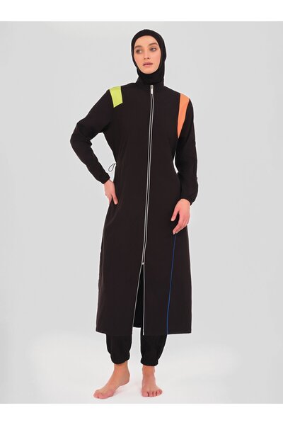 ALFASA Λεπτομερές μακρύ μαγιό Hijab - Μαύρο -