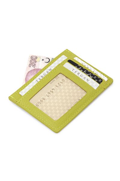 Tergan Green Leather Unisex Credit Card Holder - S1Kk00001676-T7A