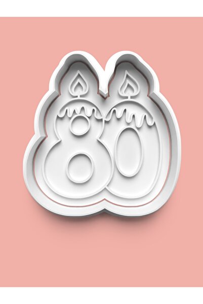 AKTASTORE قالب كوكيز وقوالب عجينة السكر مع شكل شمعة وثمانية وستة أرقام - رقم 80