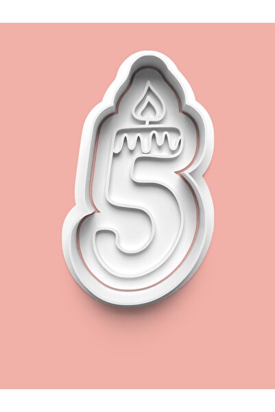 AKTASTORE قالب كوكيز بخمسة أرقام مع شكل شمعة وقالب عجينة السكر - رقم 5