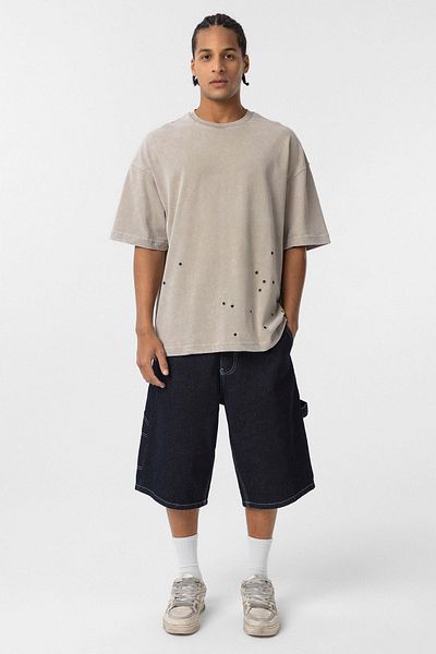VAMOSCLO Washable Metal Detailed Oversize T-Shirt Mink