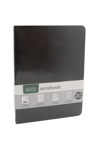 Roco Notebook – A5, 120 Pages (60 Sheets), Lined, Black