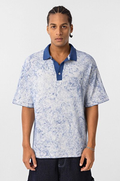 VAMOSCLO Πλενόμενο μπλουζάκι με λαιμόκοψη oversized Indigo