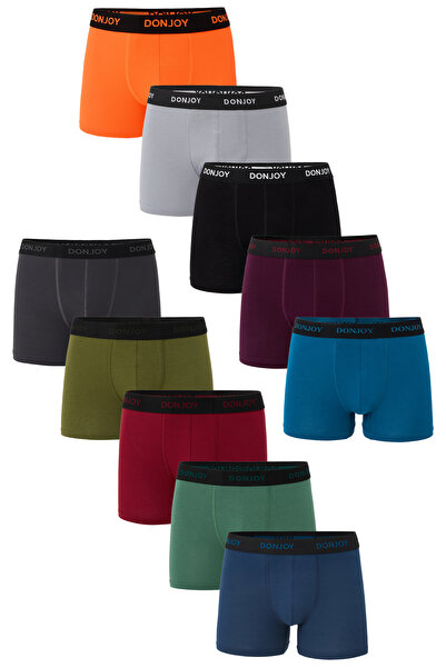 don joy Erkek 10'lu Pamuklu Penye Modal Beli Lastikli Boxer
