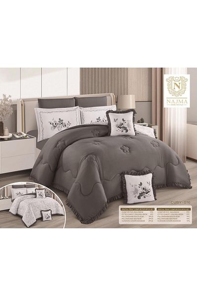NAJAH Plain double-sided double bed sheet, 5 pieces, 120 x 200 cm bed, 180 x 230 cm quilt