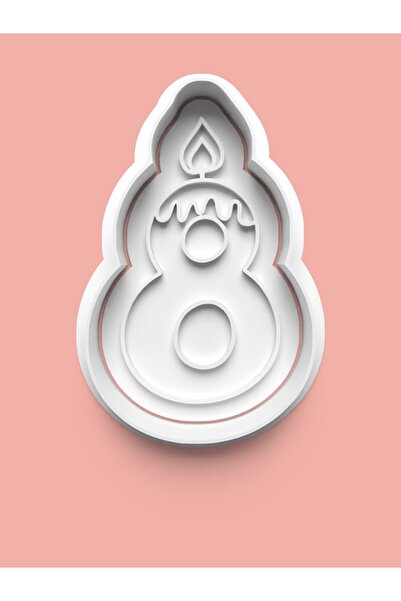 AKTASTORE قالب كوكيز رقم ثمانية مع شكل شمعة وقالب عجينة السكر - رقم 8