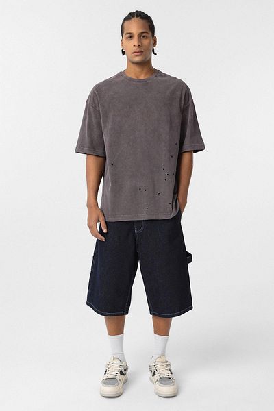 VAMOSCLO Washable Metal Detailed Oversize T-Shirt Brown