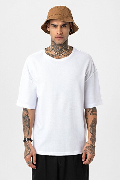 VAMOSCLO Πίσω κείμενο με τύπωμα oversized Πλεκτό μπλουζάκι Λευκό