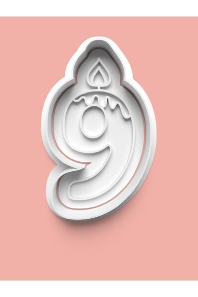 AKTASTORE قالب كوكيز رقم تسعة مع شكل شمعة وقالب عجينة السكر - رقم 9