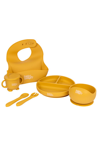 Babies Basic BabiesBasic Feeding Set, 6 Piece, Silicone Plate, Bowl, Bib, Spo...