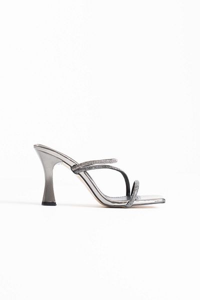 Zerenyus Capella Premium Platinum Stone Heeled Women's Slippers