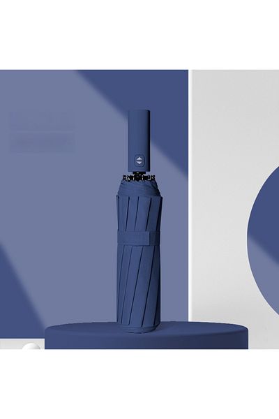 Choice Navy Umbrella Windproof Compact Collapsible Light, Strong and Portable, Wind Resistant Folding Small