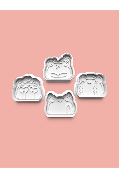 AKTASTORE مجموعة من 4 قوالب للكعك على شكل ضفدع لطيف وقوالب لعجينة السكر