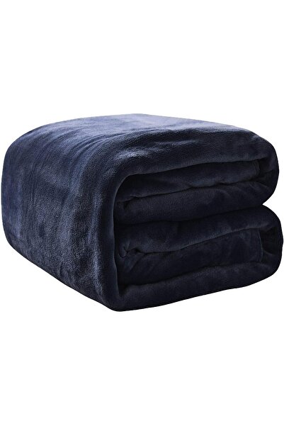 Fabienne Silky Soft Double Blanket Navy Blue 200x220cm Flannel Throw Blanket 280 GSM