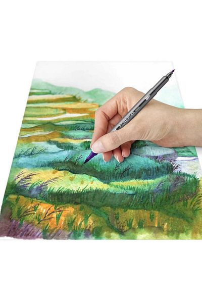 Staedtler Set de 6 markere duble pentru acuarelă cu vârf pensulă, Staedtler, culori asortate 3001-C6 Mix 5