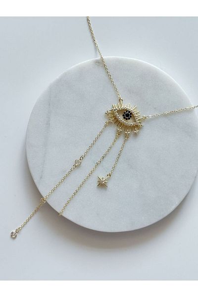 CHARMLUCKY Steel Eye Y Necklace