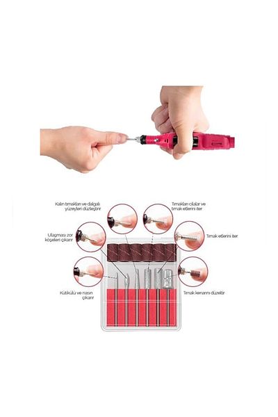 TT Tahtakale Toptancıları Vovento Electric 6 Head Speed ​​Adjustable Manicure Pedicure Set