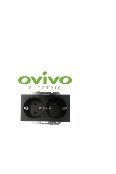 LiderGlobal Metallic black double grounded socket frameless grano - compatible frame for socket and switch