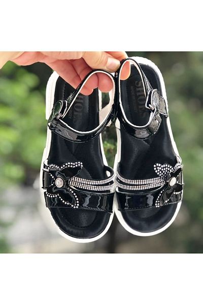 Pandalina velcro fată Sandale pentru copii moda strasuri fluture figurate sandale anti-alunecare (ușoare)