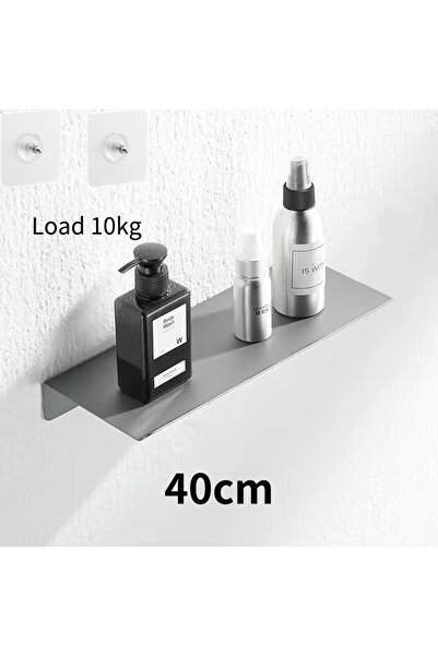 Choice رفوف حمام عائمة 40 سم رمادية اللون، حمولة 10 كجم، بدون حفر، رف حائط لل...