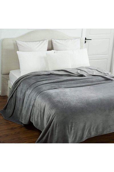 Fabienne Pack of 2 Silky Soft Flannel Single Blankets Grey Throw Blanket 150x200cm