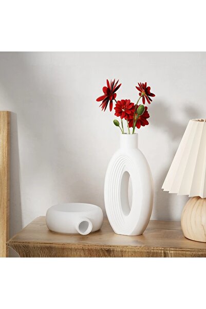 DEKOPOR مجموعة مزهريات مزخرفة بمسحوق الحجر مصنوعة يدويًا من Roa مكونة من قطعت...