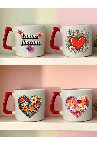 lili hediyelik Dear Uncle Written to Aunt Gift to Aunt Birthday Gift Set of 4 Ceramic Mug Cups