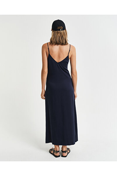 Gant Kadın Lacivert Regular Fit V Yaka Elbise