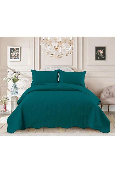 Sonia-home Bedspread and 2 pillowcases Sonia Home Design emerald green - 220x240 5 cm and pillows 54x84