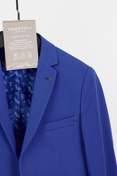 Frappoli Ανδρικό μπλε πλεκτό Bortolo Stretching Lycra Mono Collar Slim Fit Sports Blazer Jacket