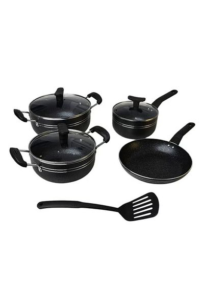 Cady One Granite Cookware Set with Non-Stick Surface and Heat-Resistant Handles - 8 Pieces