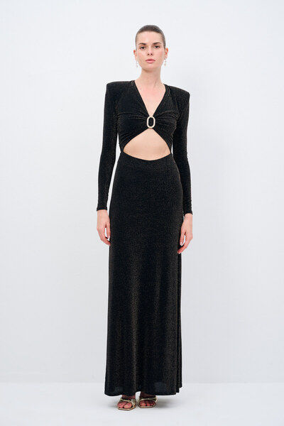 adL Night Zoom Büzgülü Uzun Elbise