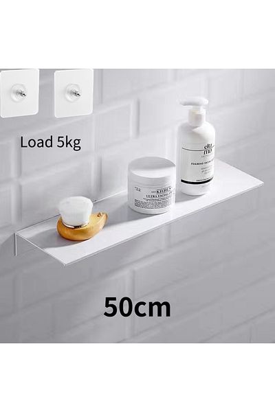 choice2 50cm-White 5kg Load Floating Bathroom Shelves Without Drilling Storage Wall Rack Home Organizer Ledg
