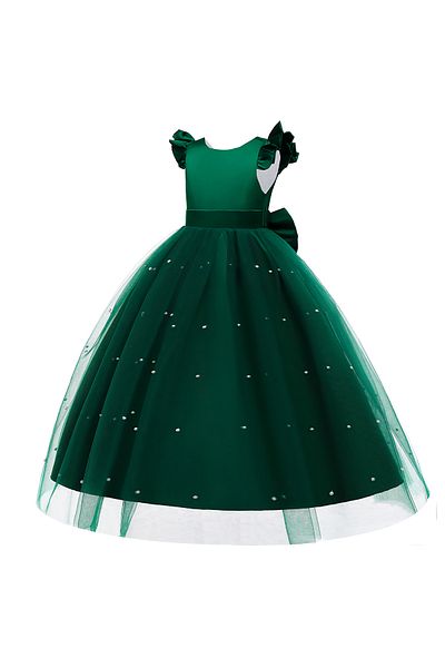 NSMLİFE Girls' Long Pearl Dress Birthday Graduation Dress Prom Dress