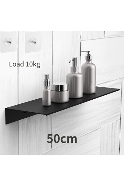 Choice4 رفوف حمام عائمة سوداء 50 سم، حمولة 10 كجم، بدون حفر، رف حائط للتخزين،...