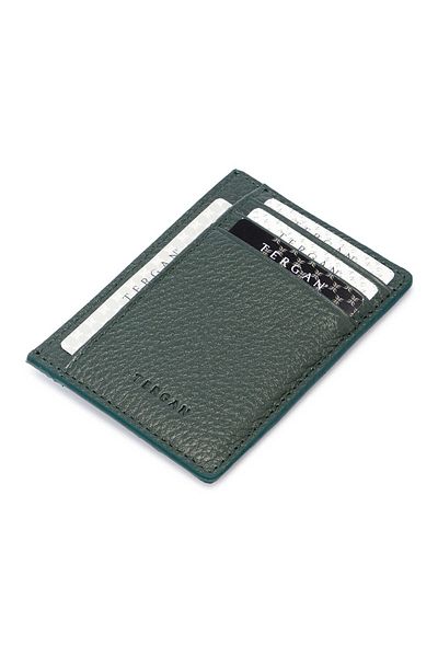 Tergan Green Leather Unisex Credit Card Holder - S1Kk00001676-I5T