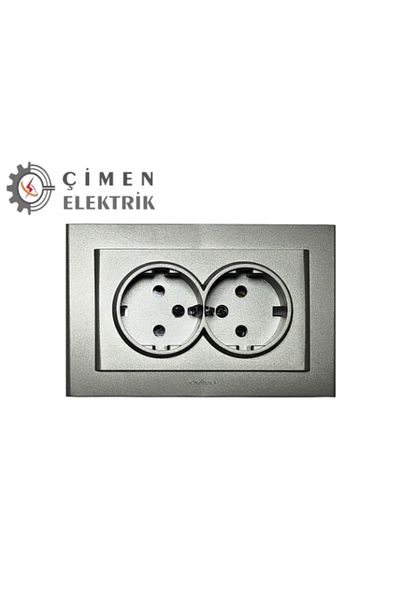 LiderGlobal Anthracite double grounded socket frame - compatible frame for socket and switch