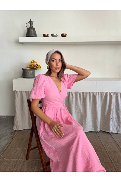 ABOUT US ROCHIE LUNGĂ RELAXĂTĂ DIN ȚESUT DE MUSLINĂ # 3034